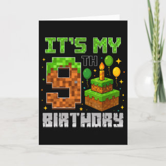 Birthday Boy It's My 9th Birthday Gamer Pixel Boy  Kaart