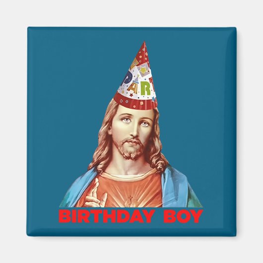 Birthday Boy Jesus Funny Christmas Party Hat Long  Magneet (Voorkant)