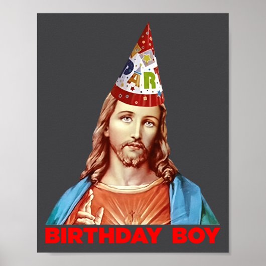 Birthday Boy Jesus Funny Christmas Party Hat Long  Poster (Voorkant)