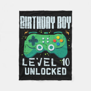 Birthday Boy Level 10 ontgrendelde gamer controlle Fleece Deken