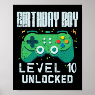 Birthday Boy Level 10 ontgrendelde gamer controlle Poster