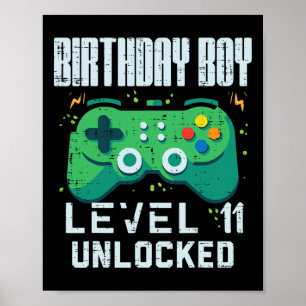 Birthday Boy Level 11 ontgrendelde gamer controlle Poster