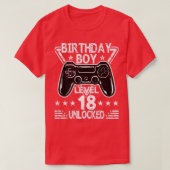 Birthday Boy Level 18 Unlocked 18th Birthday Video T-shirt (Design voorkant)