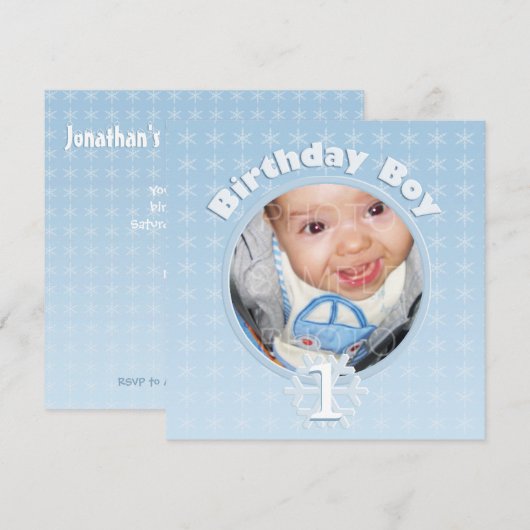 Birthday Boy Photo Winter Onederland Invitation (Devant / Derrière)