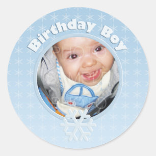 Birthday Boy Photo Winter Onederland Ronde Sticker