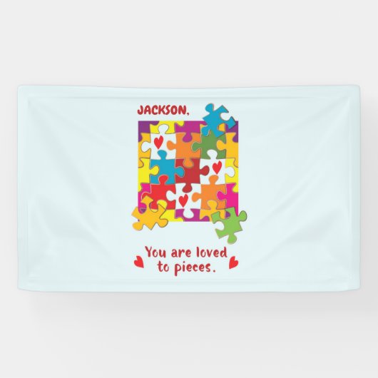 Birthday Boy Puzzle Love to Piecces Spandoek (Horizontaal)