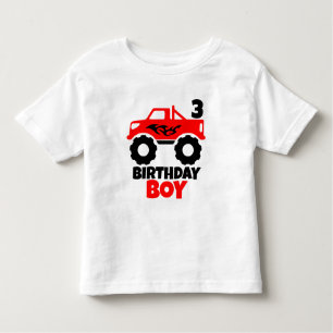 Birthday Boy Red Monster Truck in Leeftijd Kinder Shirts