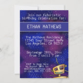 Birthday Boy Robot Comic Book Hero Space SciFi Inv Kaart (Achterkant)