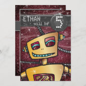 Birthday Boy Robot Comic Book Hero Space SciFi Kaart (Voorkant / Achterkant)