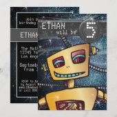 Birthday Boy Robot Comic Book Hero Space SciFi Kaart (Voorkant / Achterkant)