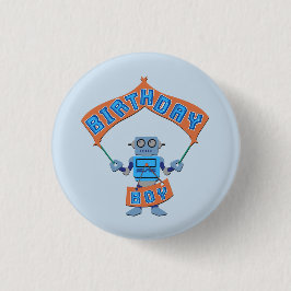 Birthday Boy Robot Ronde Button 3,2 Cm