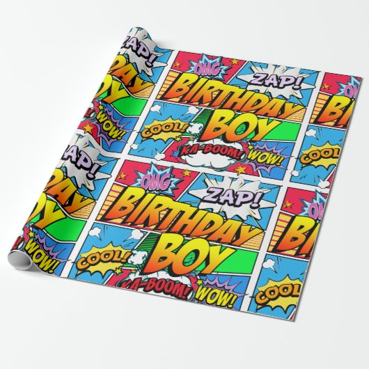 Birthday Boy stripboek Cadeaupapier (Uitgerold)
