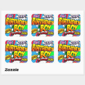 Birthday Boy stripboek Vierkante Sticker (Vel)