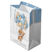 BIRTHDAY Boy Teddy BALLOONS gift Medium Cadeauzakje (Voorkant Gekanteld)