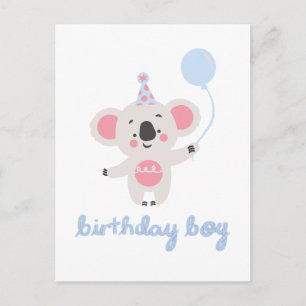 Birthday Boy Teddy Bear Holding een ballon Feestdagenkaart