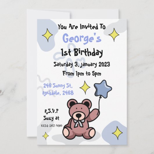 Birthday Boy Teddy Bear Kaart (Voorkant)