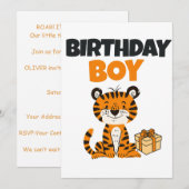 Birthday Boy Tiger Invitation Editable (Devant / Derrière)