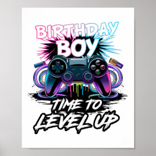 Birthday Boy Tijd om het niveau van de videogame v Poster