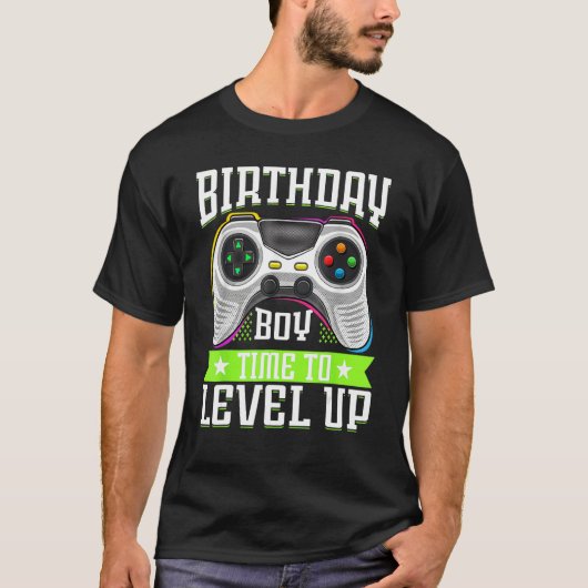 Birthday Boy Time To Level Up Video Game Birthday  T-shirt (Voorkant)