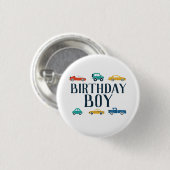 Birthday Boy Transportation Birthday Ronde Button 3,2 Cm (Voorkant /achterkant)