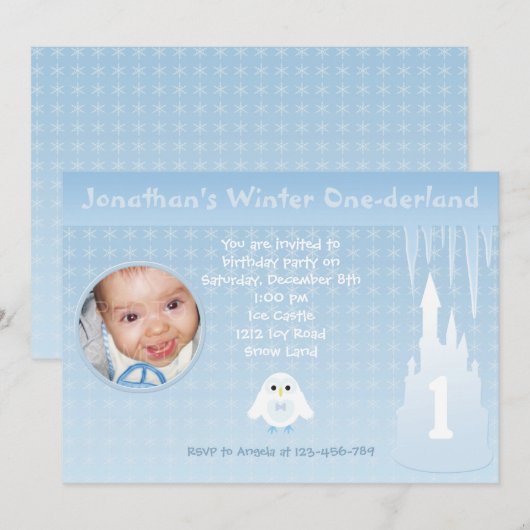 Birthday Boy Winter Onederland invitation (Devant / Derrière)
