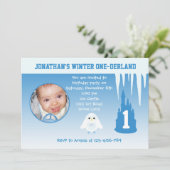 Birthday Boy Winter Onederland uitnodiging (Staand voorkant)