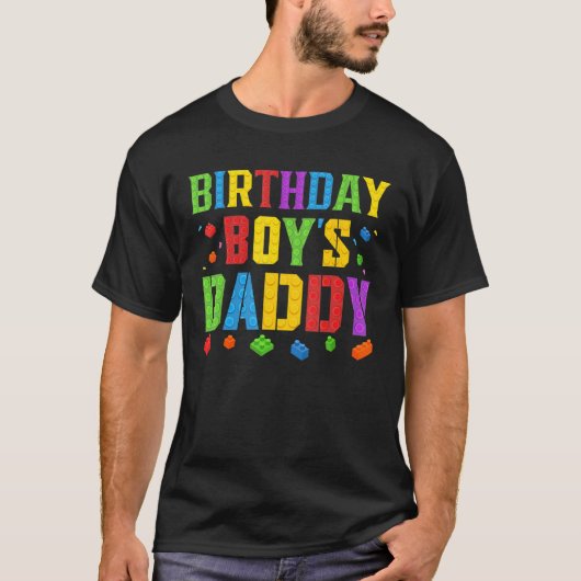 Birthday Boy's Dad Blokken Master Builder Brick B T-shirt (Voorkant)