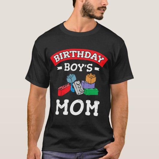 Birthday Boy's Mam Building Blocks 5 T-shirt (Voorkant)