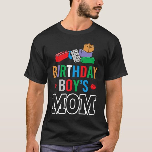 Birthday Boy's Mam Building Blocks 6 T-shirt (Voorkant)