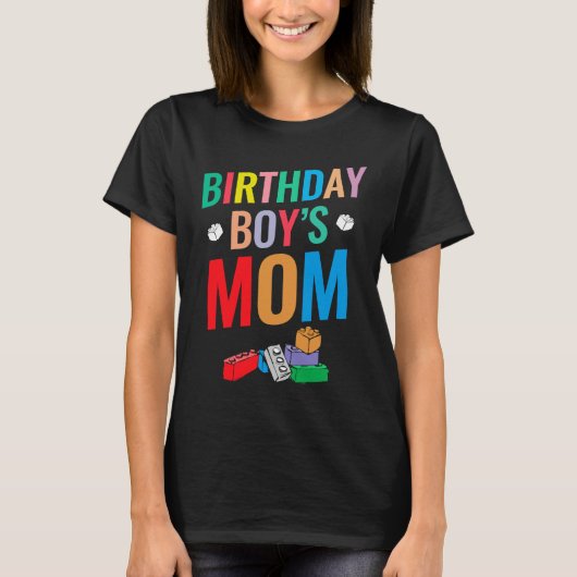 Birthday Boy's Mam Building Blocks 8 T-shirt (Voorkant)