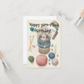 Birthday Briefkaart Crochet Lover Illustratie Fun (Voorkant / Achterkant in situ)