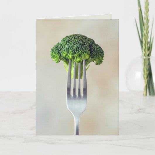 Birthday Broccoli Floret On a Fork Kaart (Voorkant)