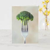 Birthday Broccoli Floret On a Fork Kaart (Gele Bloem)