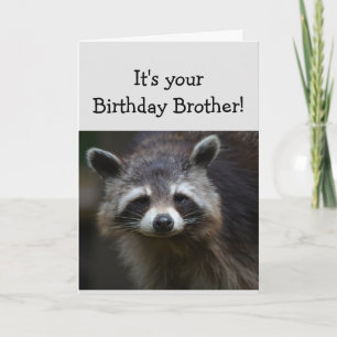Birthday BROTHER Fun Age Humor Sad Raccoon Humor Kaart