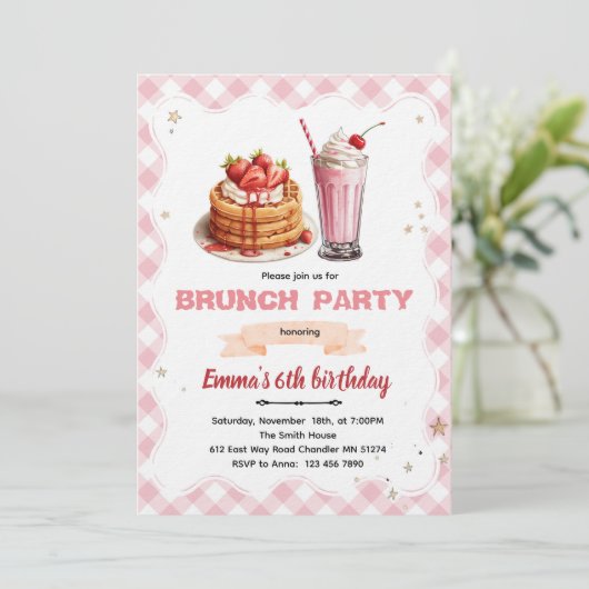 Birthday Brunch party Invitation (Debout devant)