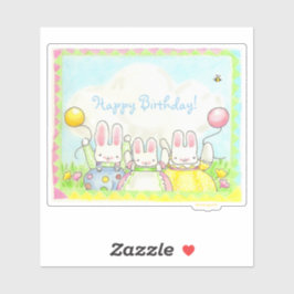 Birthday Bunny en Balonse Sticker