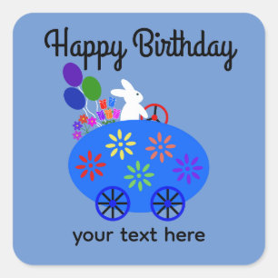 Birthday Bunny Riding Egg Sticker #2