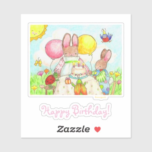 Birthday Bunny Sticker (Vel)