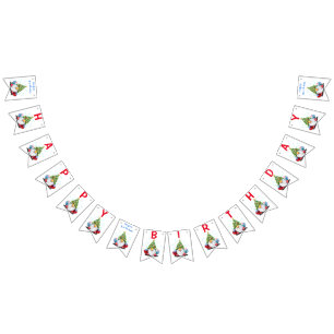 Birthday Bunting Flags kerstknomes met cadeau Vlaggetjes