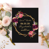 Birthday burgundy noir Enregistrer la carte Date