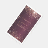 Birthday burgundy roos Gold Name script Servet (Hoek)