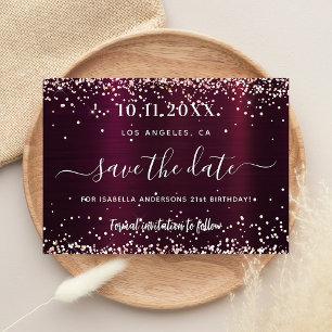Birthday burgundy roos gold save the date
