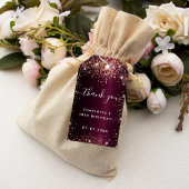 Birthday burgundy roos goudglitter bedankt cadeaulabel