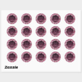 Birthday burgundy roze floral name script ronde sticker (Vel)