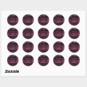 Birthday burgundy roze glitter stofnaamscript ronde sticker (Vel)