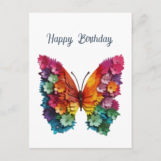 Birthday Butterfly Flowery Wings Card Briefkaart (Voorkant)