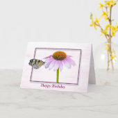 Birthday Butterfly on Cone Flower Kaart (Gele Bloem)