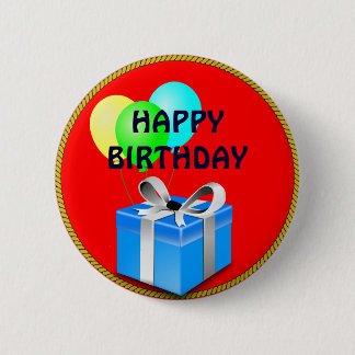 BIRTHDAY-cadeau en ballonnen Ronde Button 5,7 Cm