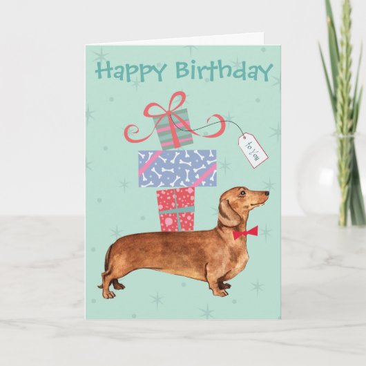 Birthday Cadeaus Dachshund Kaart (Voorkant)