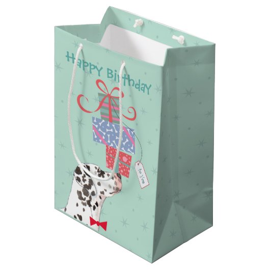 Birthday Cadeaus Dalmatian Medium Gift Bag Medium Cadeauzakje (Voorkant Gekanteld)